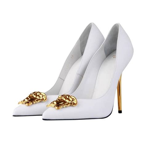 white versace palazzo pumps|Versace sandals for women.